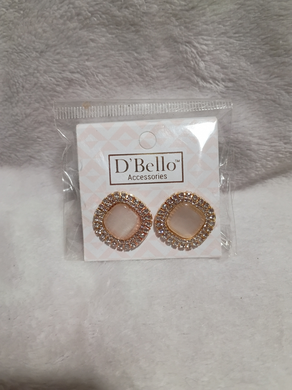 D'Bello Gold Crystal-Edged Square Stud Earrings - Gold